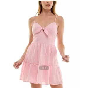 #7 MSRP: $59 NWT: SOLD OUT ONLINE  Pink Trixxi Bow Structured Mini Dress-Size L